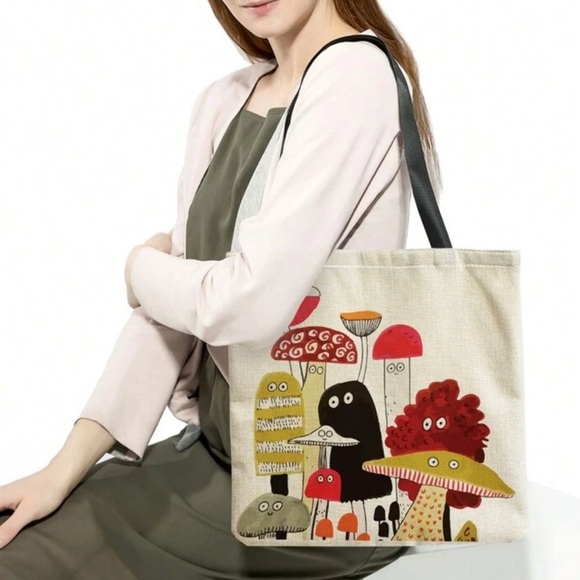 NEW Colorful Mushroom Tote Bag - Picture 2 of 5